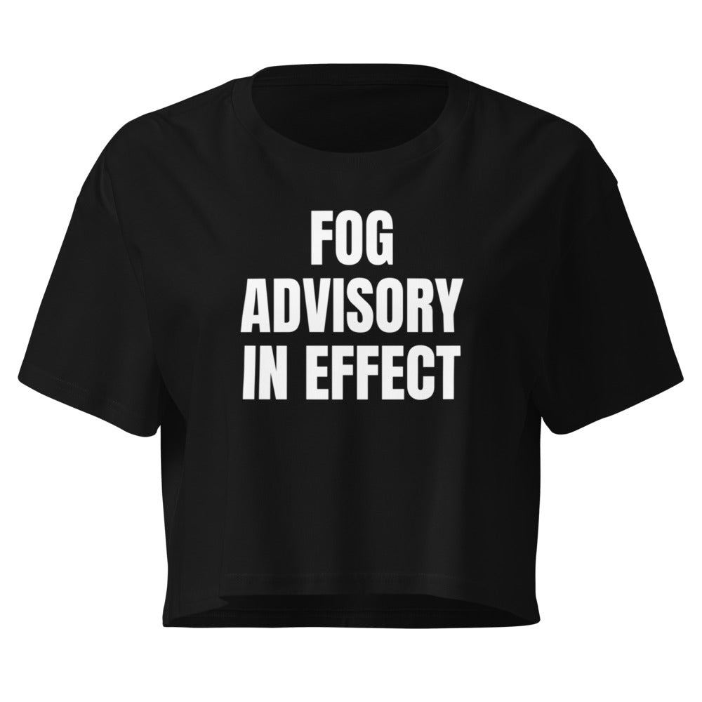FOG ADVISORY IN EFFECT crop top, black