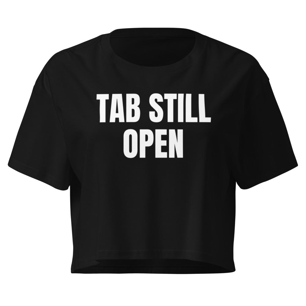 TAB STILL OPEN crop top, black