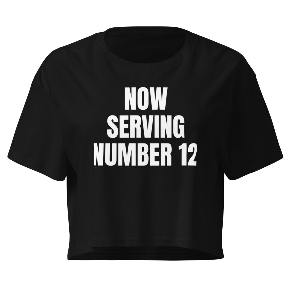 NOW SERVING NUMBER 12 crop top, black