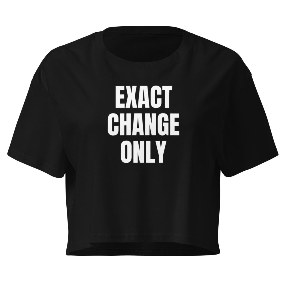 EXACT CHANGE ONLY crop top, black