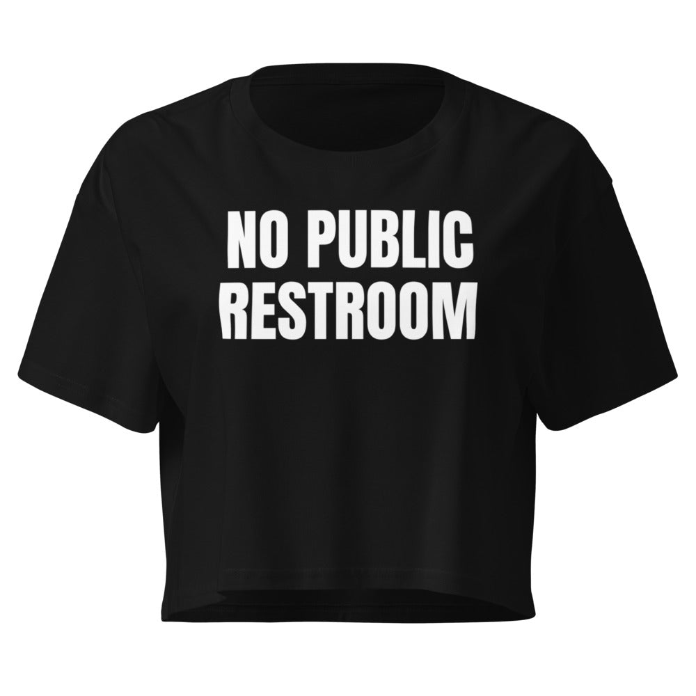 NO PUBLIC RESTROOM crop top, black