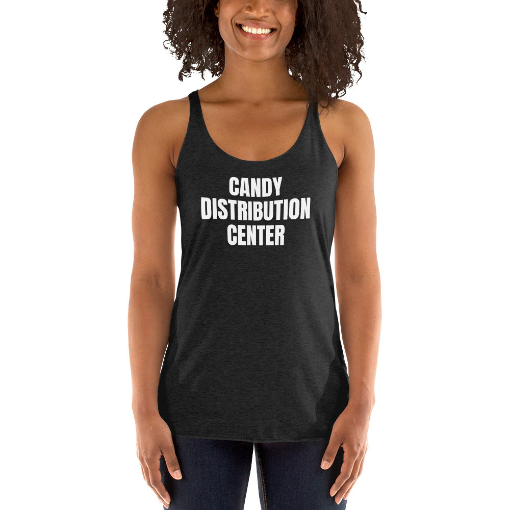 CANDY DISTRIBUTION CENTER racerback tank, vintage black