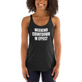 WEEKEND COUNTDOWN IN EFFECT racerback tank, vintage black
