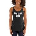 TAB STILL OPEN racerback tank, vintage black
