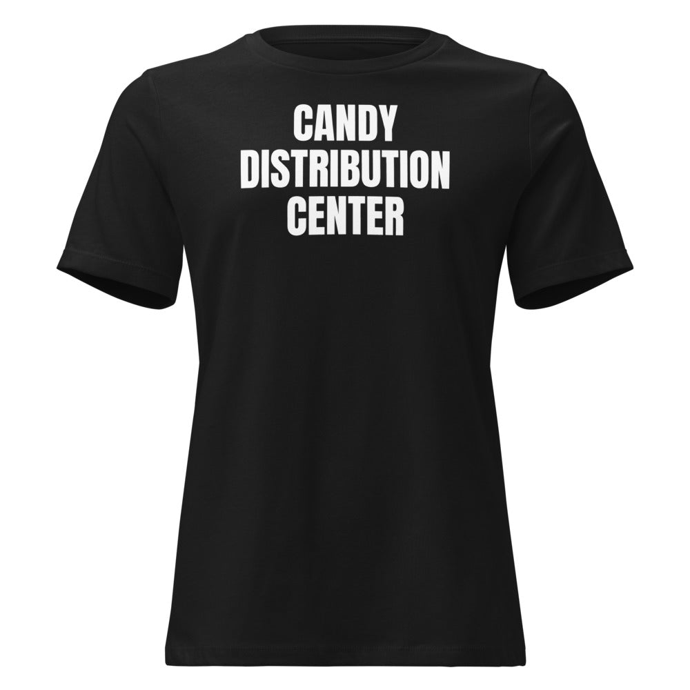CANDY DISTRIBUTION CENTER women's relaxed tee, black