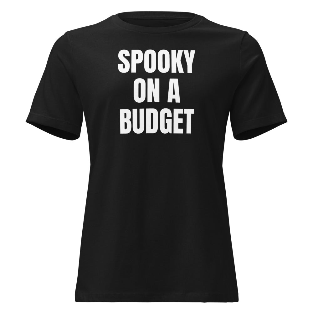 SPOOKY ON A BUDGET women's relaxed tee, black