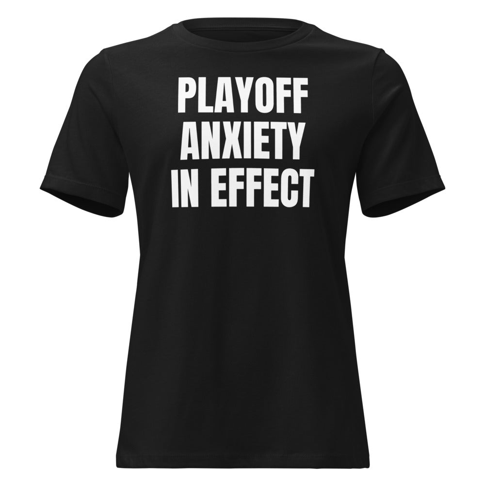 PLAYOFF ANXIETY IN EFFECT women's relaxed tee, black