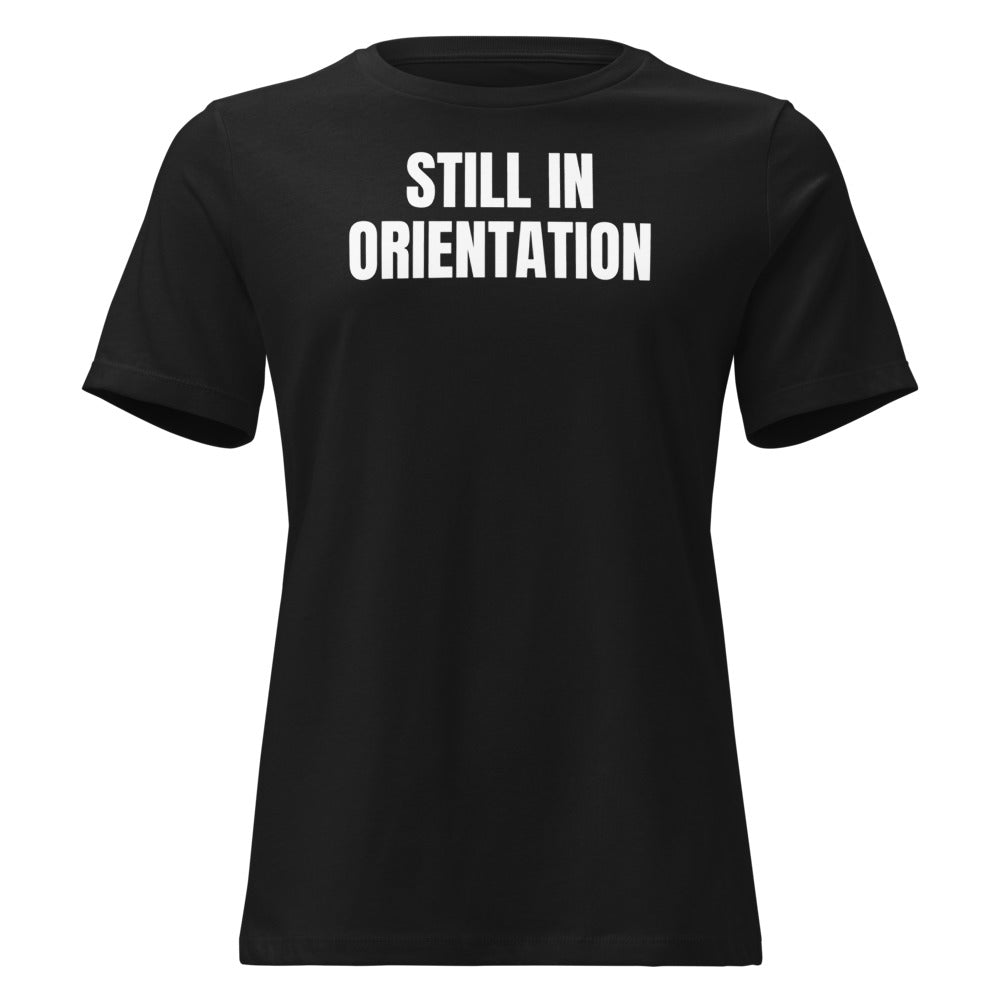 STILL IN ORIENTATION women's relaxed tee, black