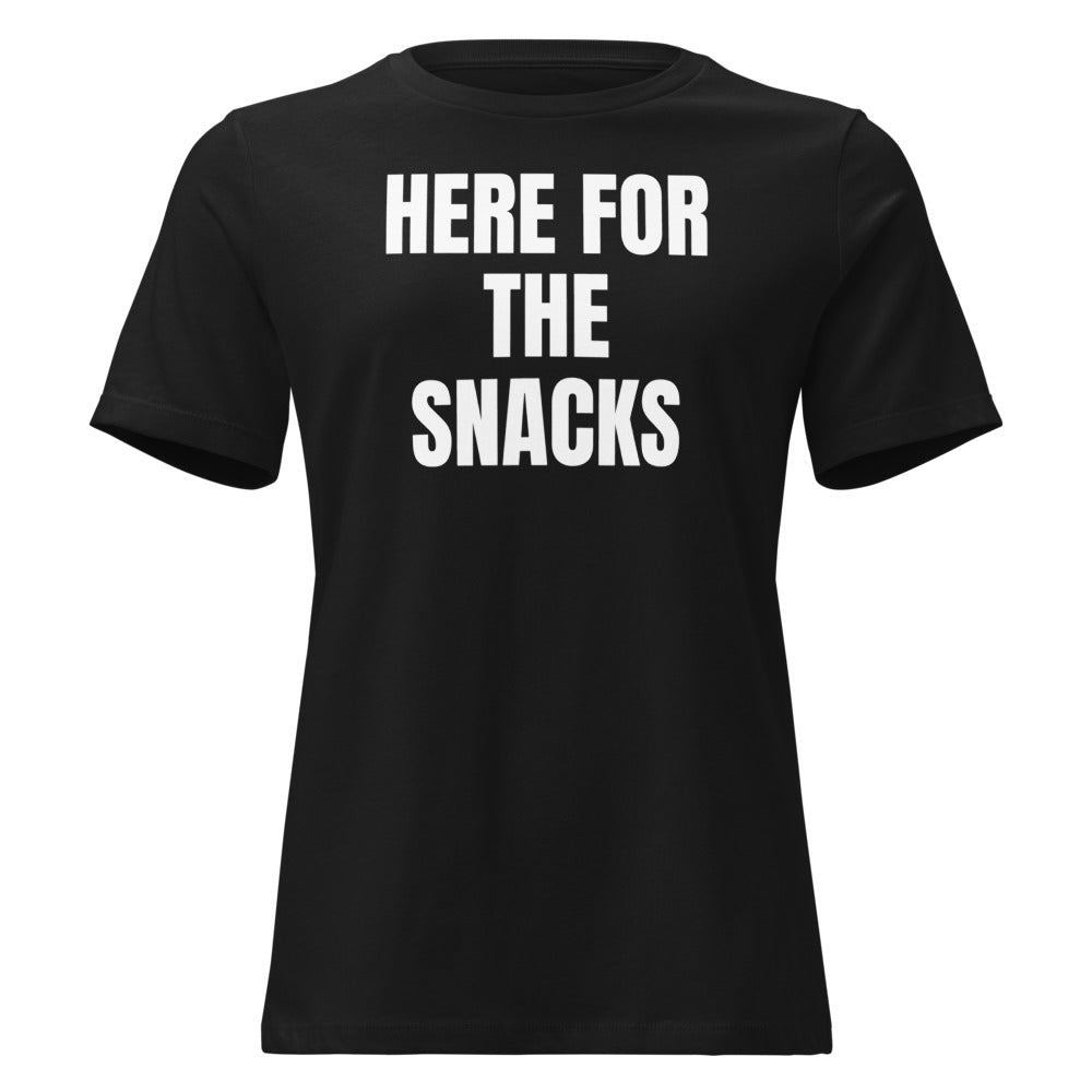 HERE FOR THE SNACKS women's relaxed tee, black