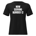 NOW SERVING NUMBER 12 women's relaxed tee, black