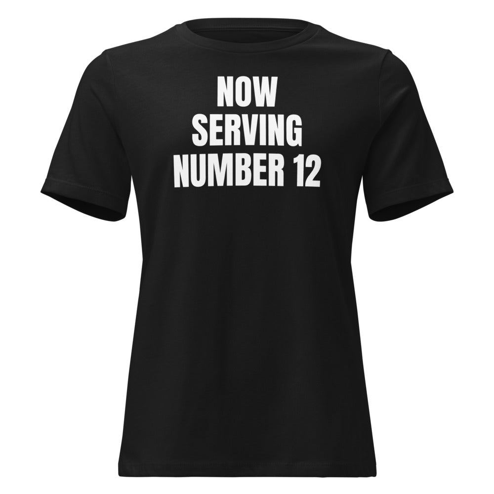 NOW SERVING NUMBER 12 women's relaxed tee, black