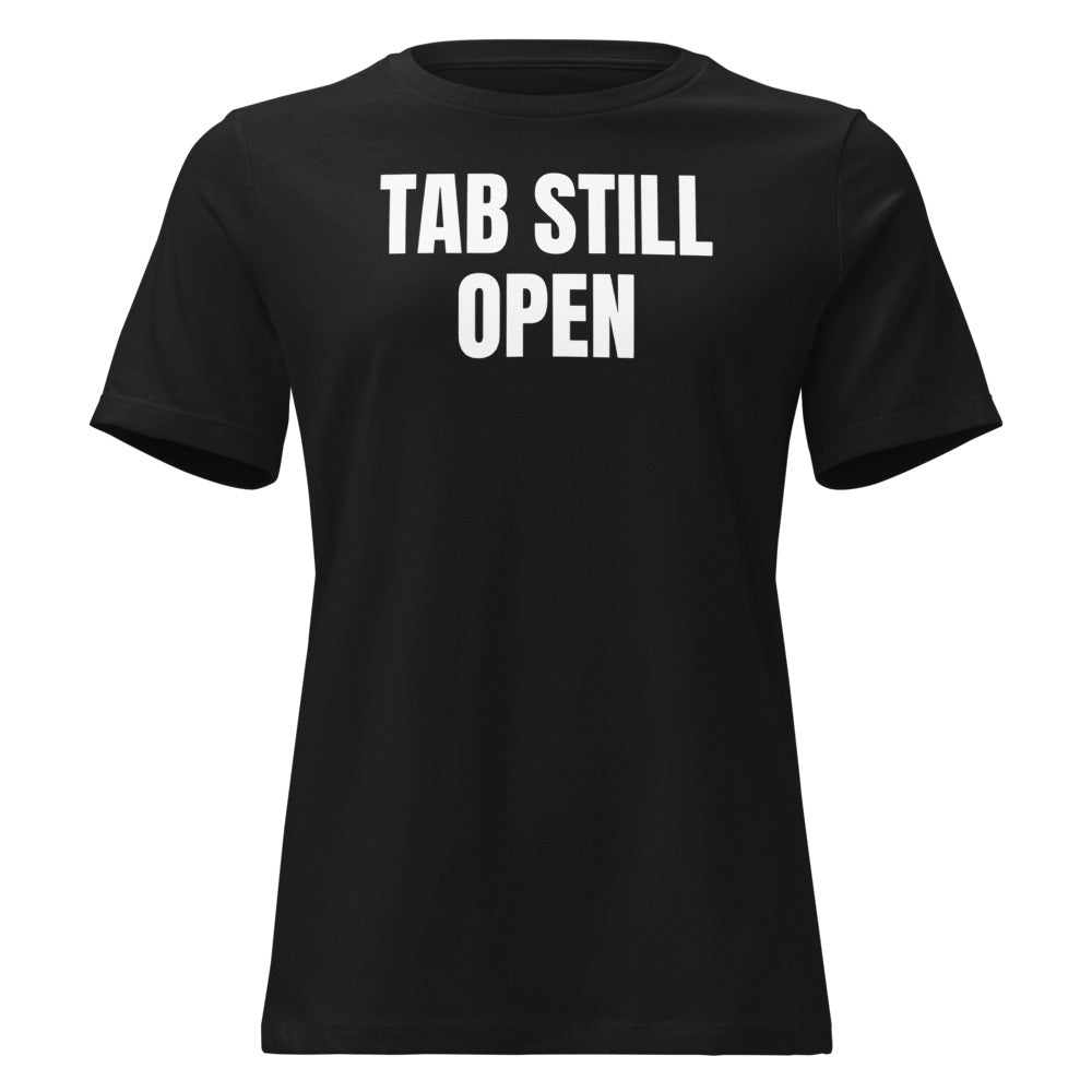 TAB STILL OPEN women's relaxed tee, black