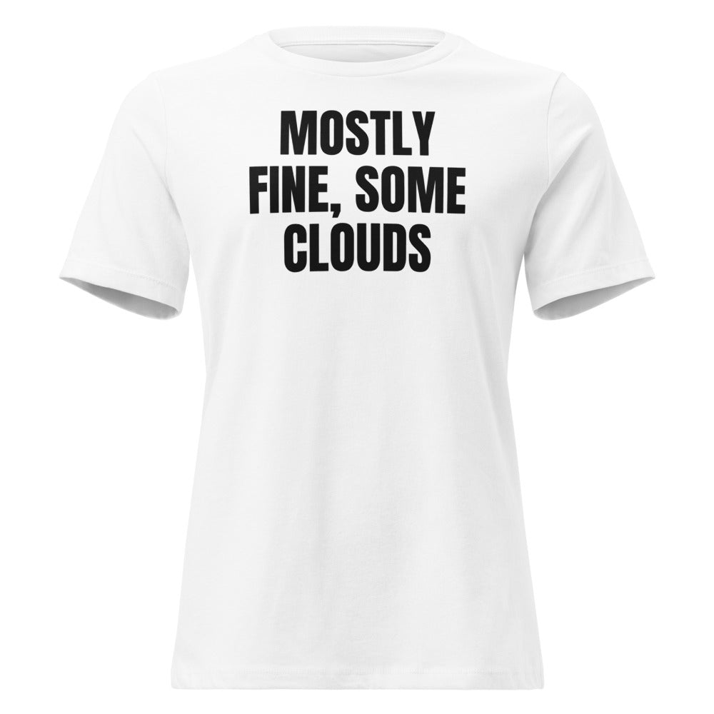 MOSTLY FINE, SOME CLOUDS women's relaxed tee, white