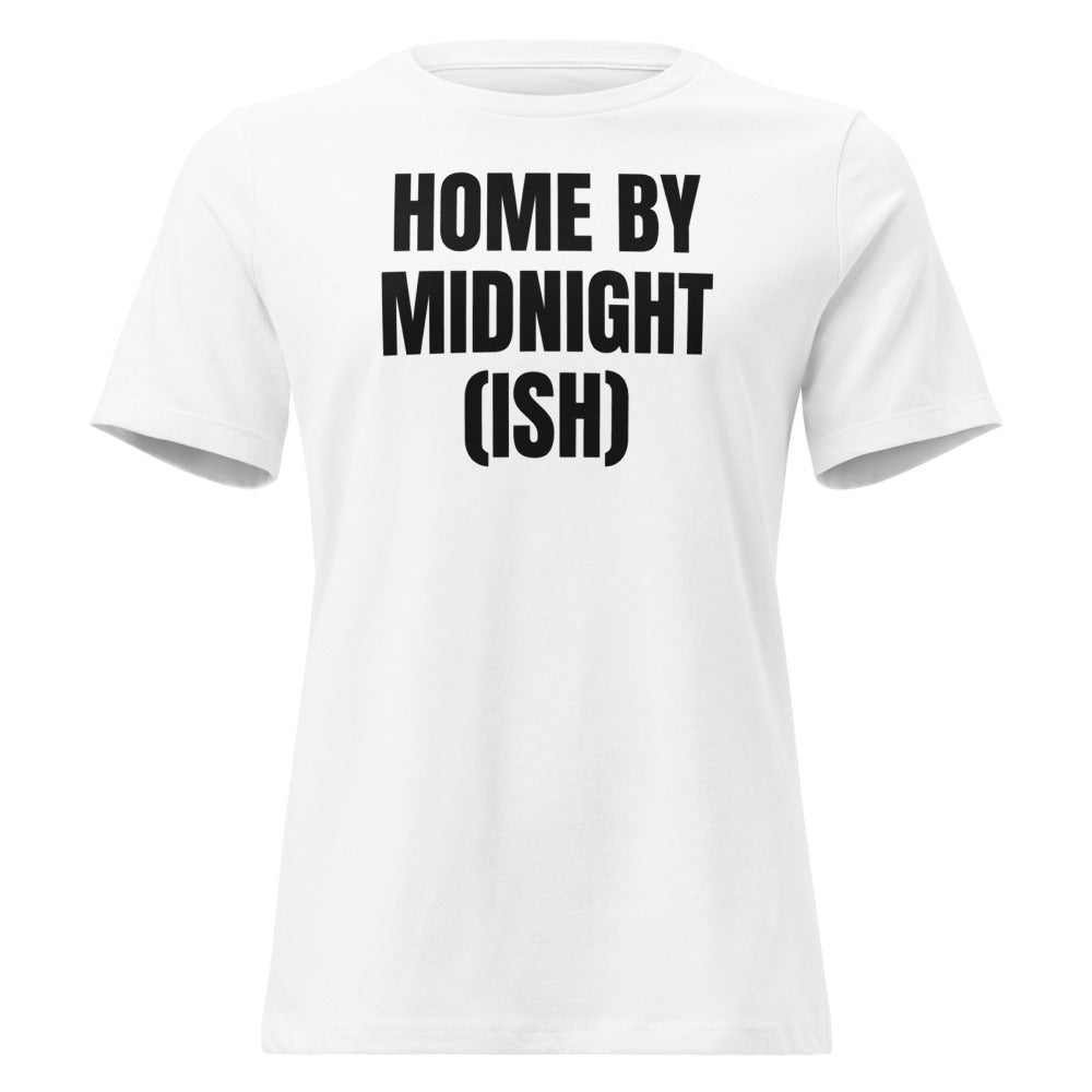 HOME BY MIDNIGHT (ISH) women's relaxed tee, white