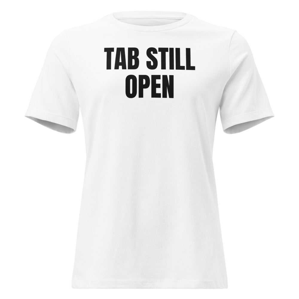 TAB STILL OPEN women's relaxed tee, white