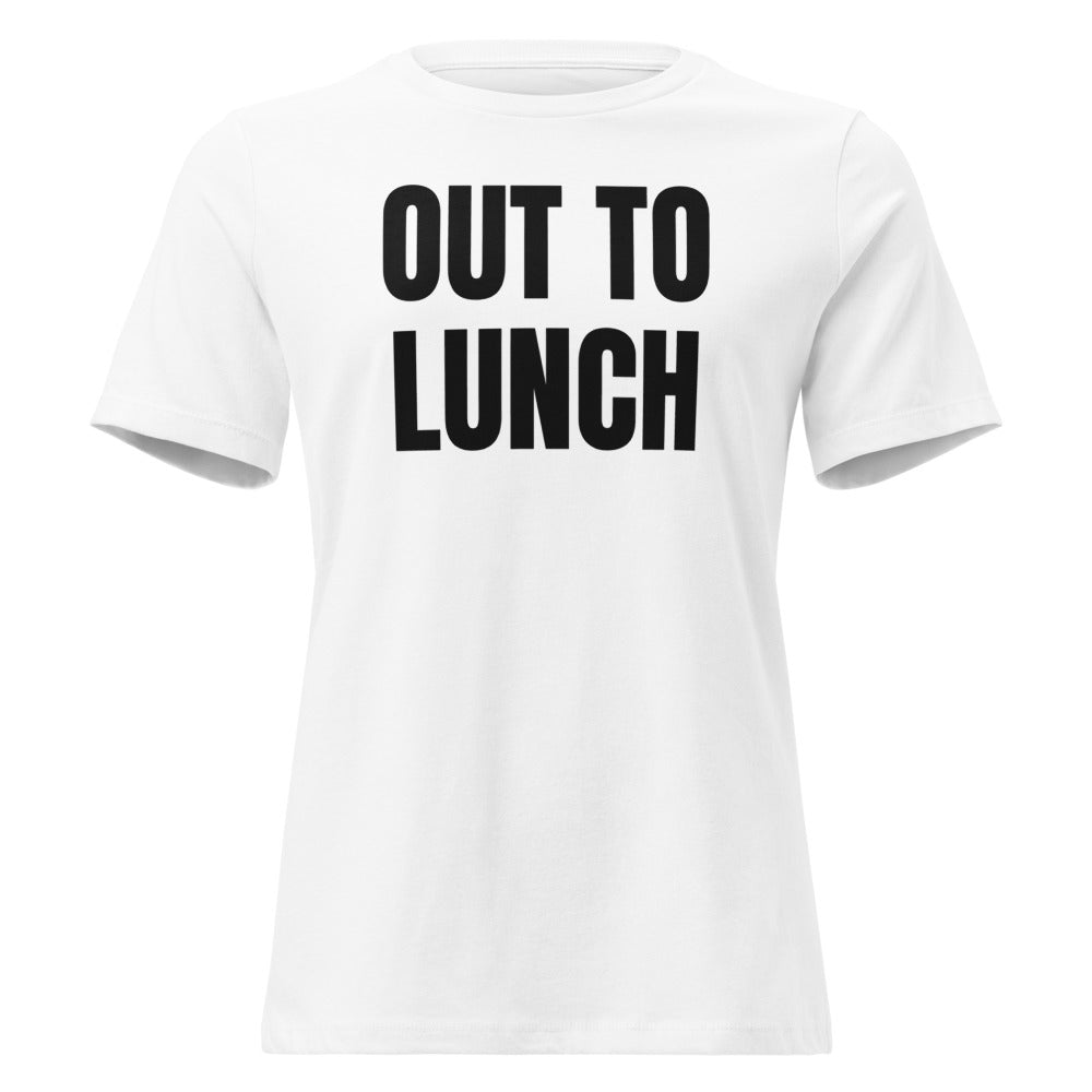 OUT TO LUNCH women's relaxed tee, white