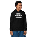 NOTICE: HAUNTING IN PROGRESS kids hoodie, black