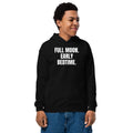 FULL MOON. EARLY BEDTIME. kids hoodie, black