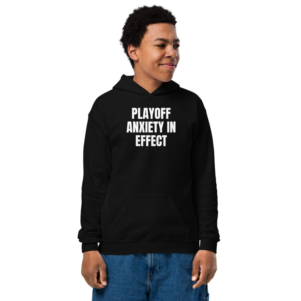 PLAYOFF ANXIETY IN EFFECT kids hoodie, black