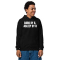 DARK BY 6, ASLEEP BY 8 kids hoodie, black