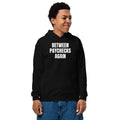 BETWEEN PAYCHECKS AGAIN kids hoodie, black