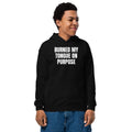 BURNED MY TONGUE ON PURPOSE kids hoodie, black