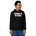 SHOWING UP ON FUMES kids hoodie, black