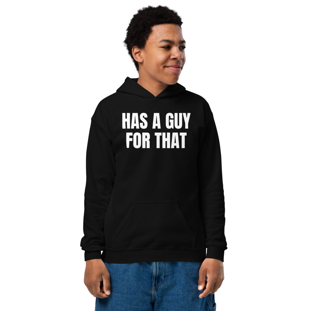 HAS A GUY FOR THAT kids hoodie, black