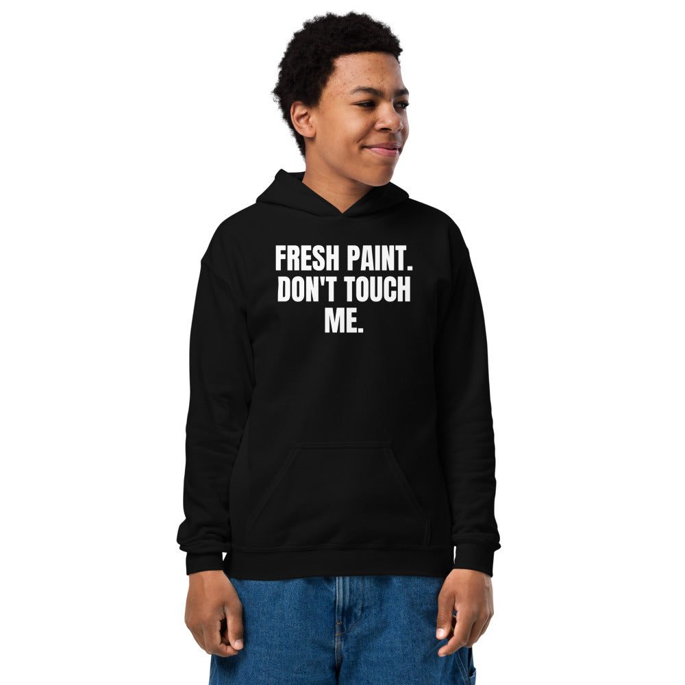 FRESH PAINT. DON'T TOUCH ME. kids hoodie, black