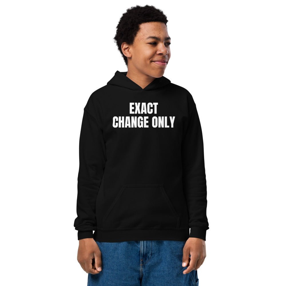 EXACT CHANGE ONLY kids hoodie, black