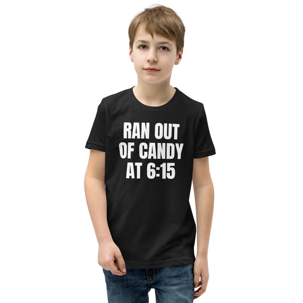 RAN OUT OF CANDY AT 6:15 kids tee, black