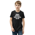 SUNDAY SCHEDULE: COUCH, SNACKS, YELLING kids tee, black