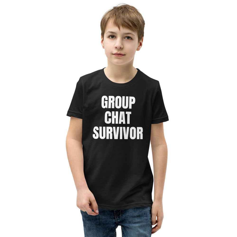 GROUP CHAT SURVIVOR kids tee, black