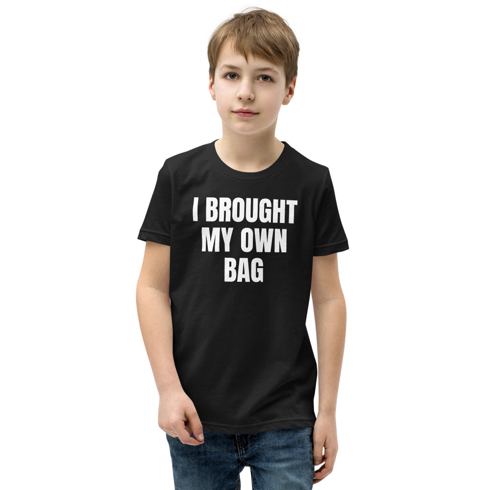 I BROUGHT MY OWN BAG kids tee, black